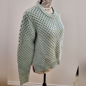 Tory Burch Blue Crew Neck Sweater Chunky Knit Long Sleeve, Size XS